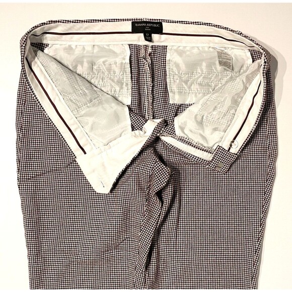 Banana Republic Sloan Purple Black Houndstooth Stretch Crop Ankle Pants Women 12 - Picture 5 of 8